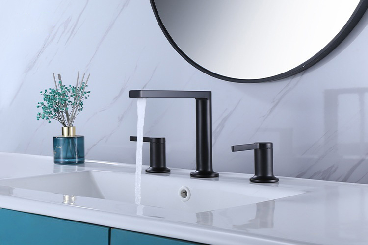 Double Handle 3 Holes Widespread Bathroom Sink Faucet