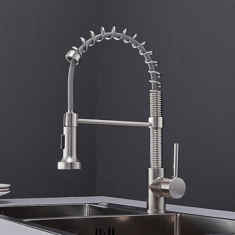 Deck Mounted Semi Pro Spring Kitchen Sink Faucet Pull Down
