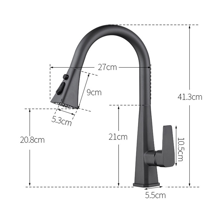 Single Hole Single Handle Deck Mounted Brass Rotating Pull Down Sprayer Kitchen Sink Faucet Mixer Tap