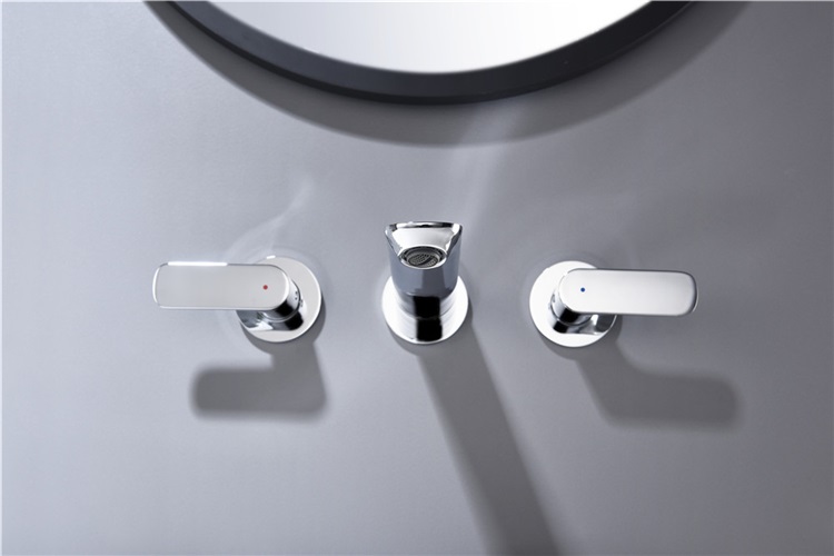 Wall Mounted Concealed Three Hole 2 Handle Bathroom Basin Faucet
