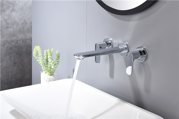 Wall Mounted Concealed Three Hole 2 Handle Bathroom Basin Faucet