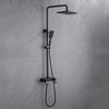 Brass Matte Black Wall Mounted Exposed Bathroom Rain Shower Head System Set
