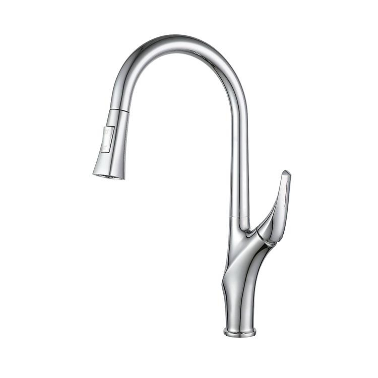 Deck Mount Single Handle Pull Down Kitchen Sink Faucet Mixer with Sprayer