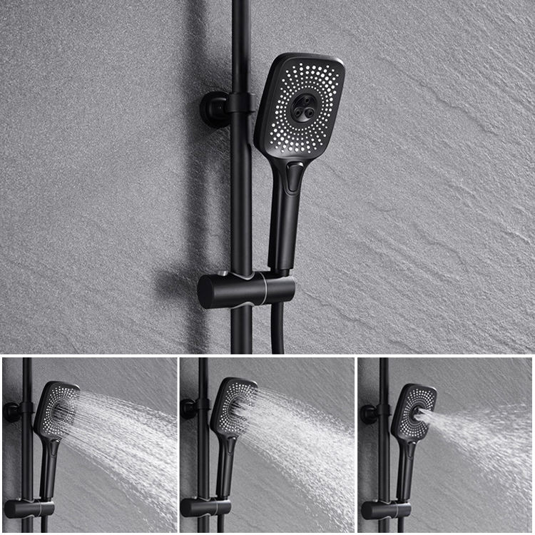 Bathroom Wall Mounted Exposed Thermostatic Rainfall Shower System Set