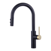 Black Gold Deck Mounted Brass Pull Down Kitchen Faucet Mixer Tap with Sprayer