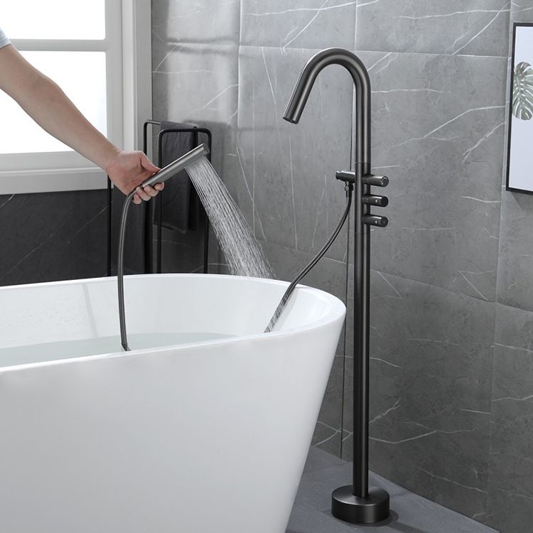 Black Brass Freestanding Bathtub Faucet Mixer