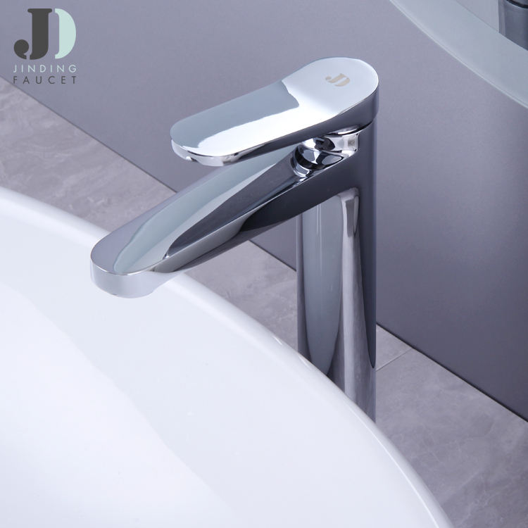 Modern Deck Mounted Chrome Single Cold Tall Bathroom Basin Mixer Faucet