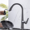 High Quality Deck Mounted Gun Grey Color Hot Cold Water Tap Brass Pull Out Kitchen Sink Faucet