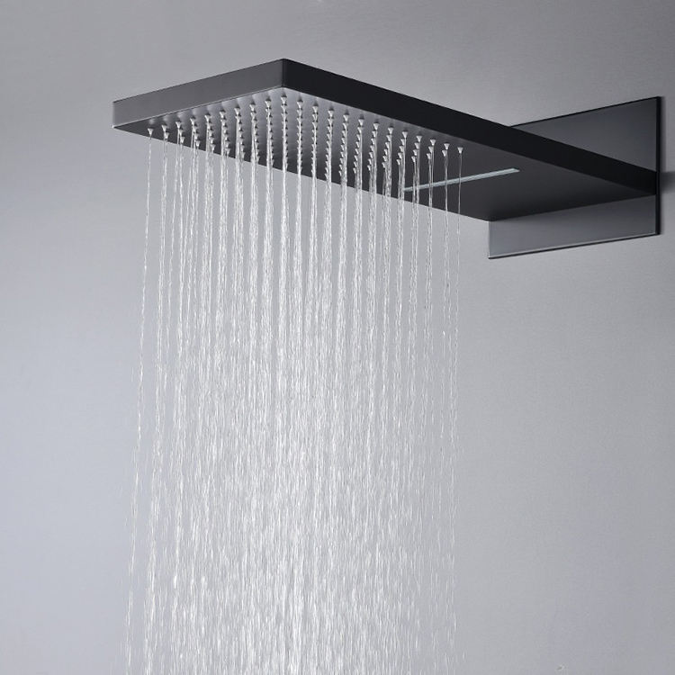 Bathroom Black Thermostatic Hidden Shower System Set