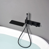 Thermostatic Black Waterfall Concealed Wall Mount Bathtub Faucet Shower