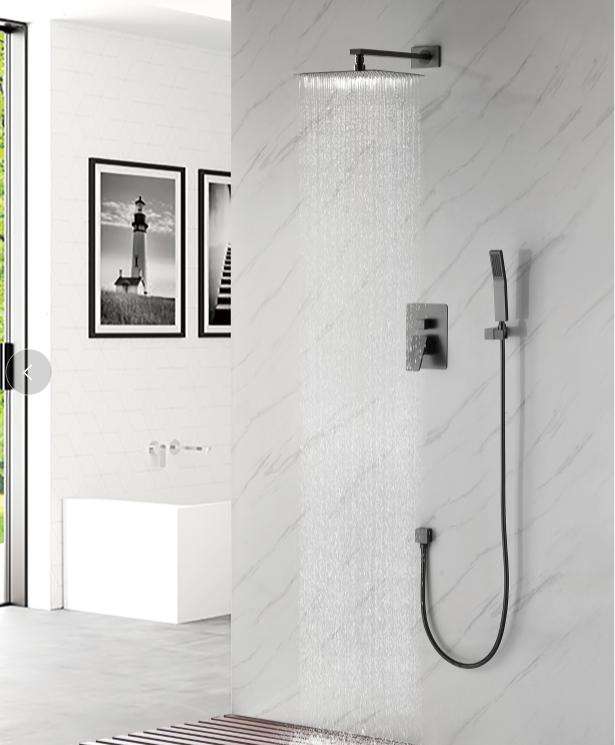 Wall Mounted Concealed Bathroom Black Shower Head Set