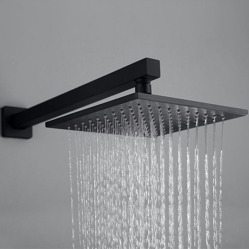 Bathroom Black Wall Mounted Concealed Hidden Rain Shower Faucet Mixer Set