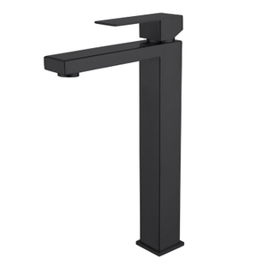 Bathroom Vessel Hot and Cold Water Mixer Square Tall Basin Faucet Black