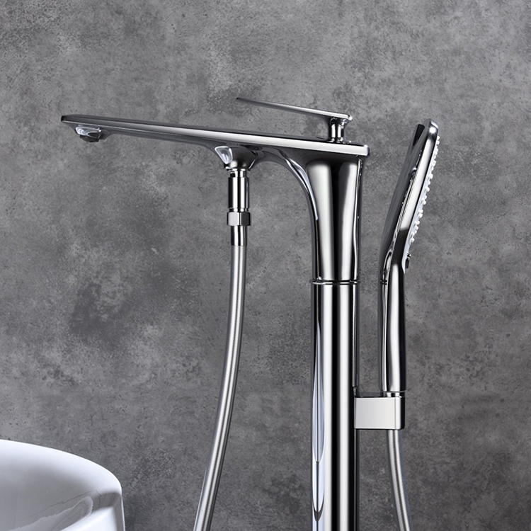 Black White Floor Mounted Free Standing Freestanding Bathtub Faucet