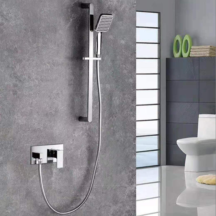 Wall Mounted Concealed Bathroom Shower Faucet Set with Slide Bar