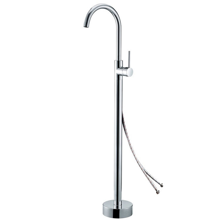 Brass Black Bathroom Floor Standing Freestanding Bathtub Mixer Faucet
