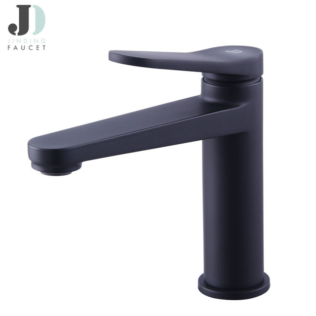 Factory Deck Mounted Single Lever Hot Cold Water Bathroom Brass Black Basin Faucet