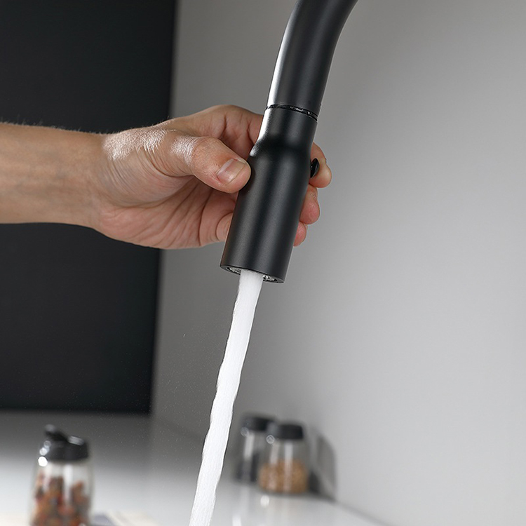 2023 New Design Kaiping Manufacturer Matte Black Kitchen Mixer Tap Faucet Pull Down