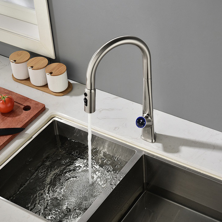 Infrared Sensor Touchless Kitchen Faucet Mixer with Pull Down Sprayer