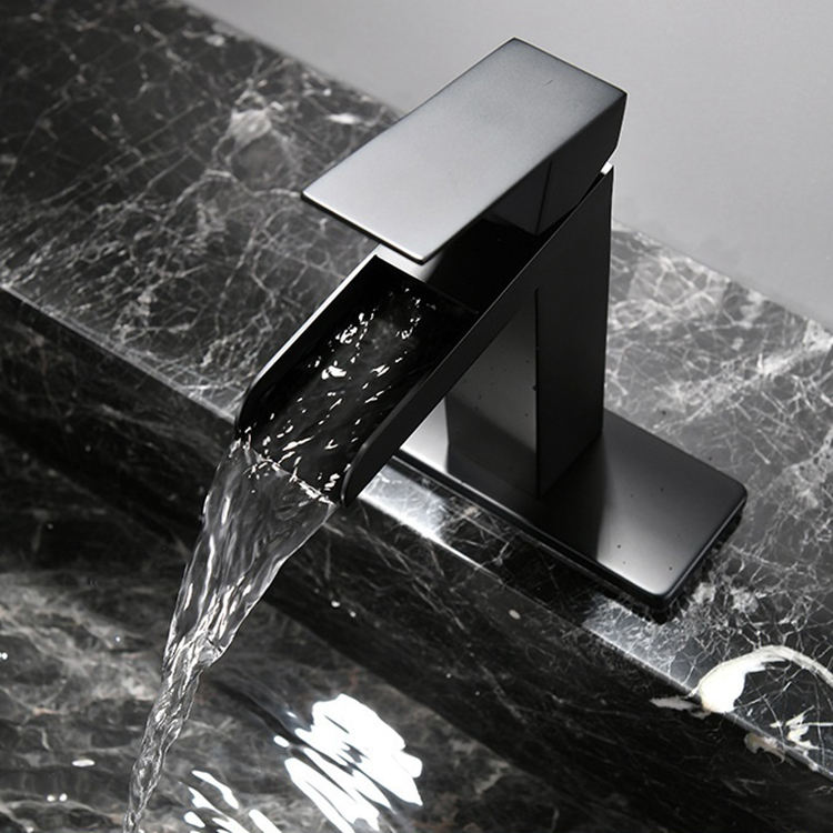 304 Stainless Steel Waterfall Bathroom Vanity Basin Sink Faucet