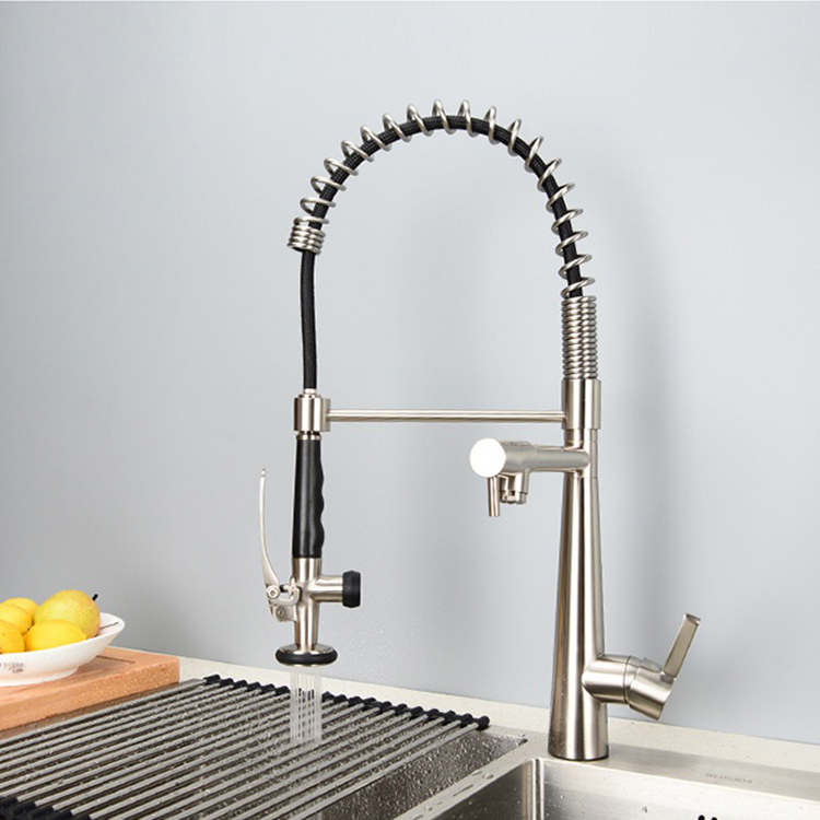 Single Lever Pull Out Spring Kitchen Faucet Taps Mixer