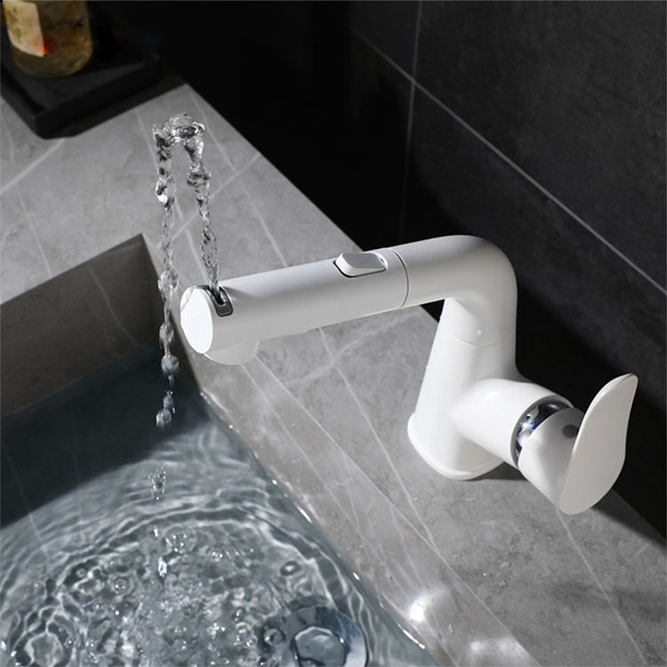 360 Roatation Washroom Chrome Pull Out Face Basin Sink Faucet