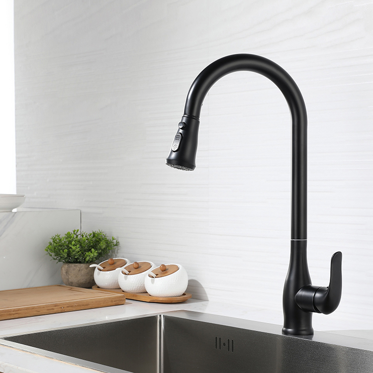 Deck Mounted Stainless Steel Water Tap Kitchen Faucets with Pull Down Sprayer