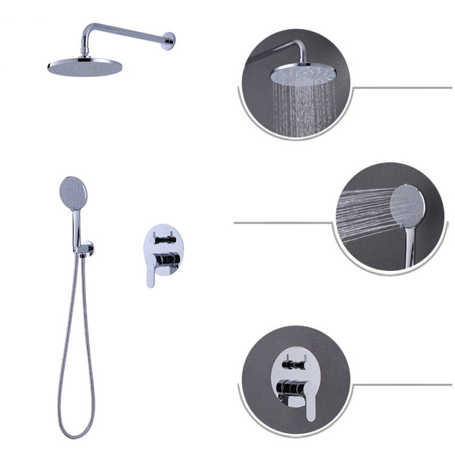 Chrome Hot and Cold Two Function Bathroom Rain Shower Tap Set