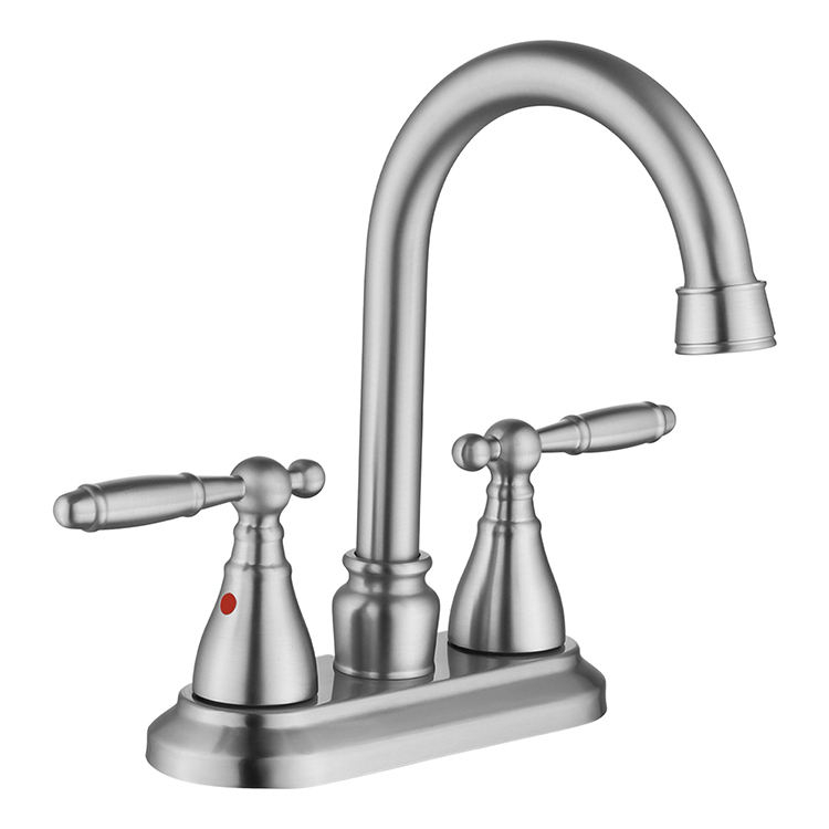 Double Handle Wash Basin Mixer Stainless Steel Centerset Bathroom Faucet