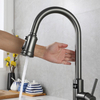 Single Handle Hot Cold Function Brass Material Gun Grey Color Pull Out Kitchen Sink Faucets Mixer