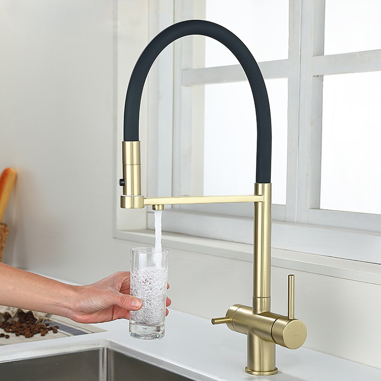 Dual Handle 3 in 1 Kitchen Faucet Mixers with Water Filter