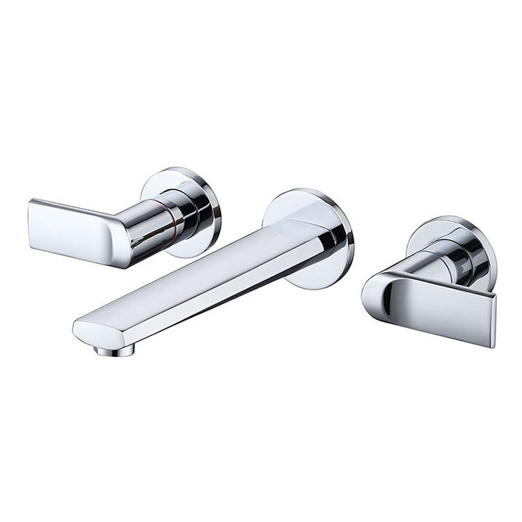 2 Handles 3 Hole Bathroom Basin Sink Faucet Concealed Wall Mounted Basin Taps