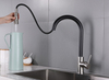 Deck Mounted Single Handle Stainless Steel Black Kitchen Faucet Mixer Tap Pull Down