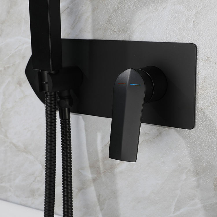 Bathroom Single Function Shower Set Wall Mounted Black