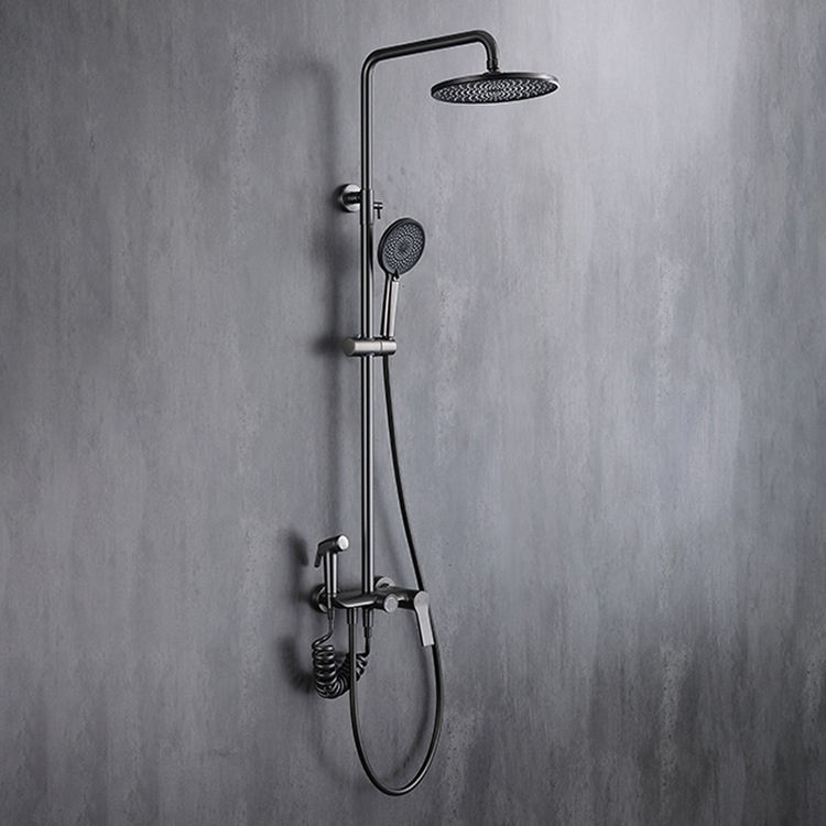 4 Way Function Wall Mounted Exposed Bathroom Rainfall Shower System Mixer Set