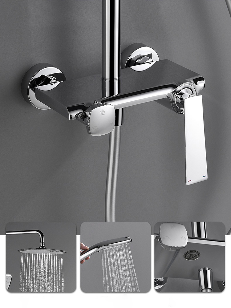 Bath & Shower Faucets 3 Way Hot and Cold Water Rain Shower System Mixer Set