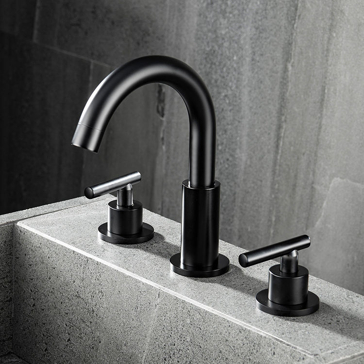 Deck Mounted 3 Hole 2 Dual Handle High-Arc Widespread Bathroom Basin Faucet