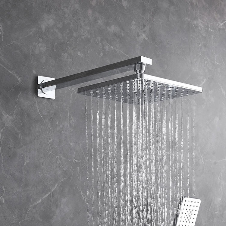 Wall Mounted Concealed Hidden 2 Way Hot and Cold Black Bathroom Rain Shower Faucet Head Set