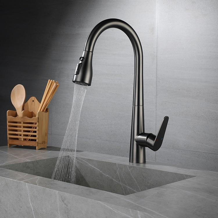 Hot and Cold 304 Stainless Steel Pull Down Single Handle Kitchen Sink Faucet