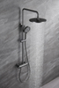 Modern Bathroom Exposed Wall Mounted Thermostatic Rain Shower System Set