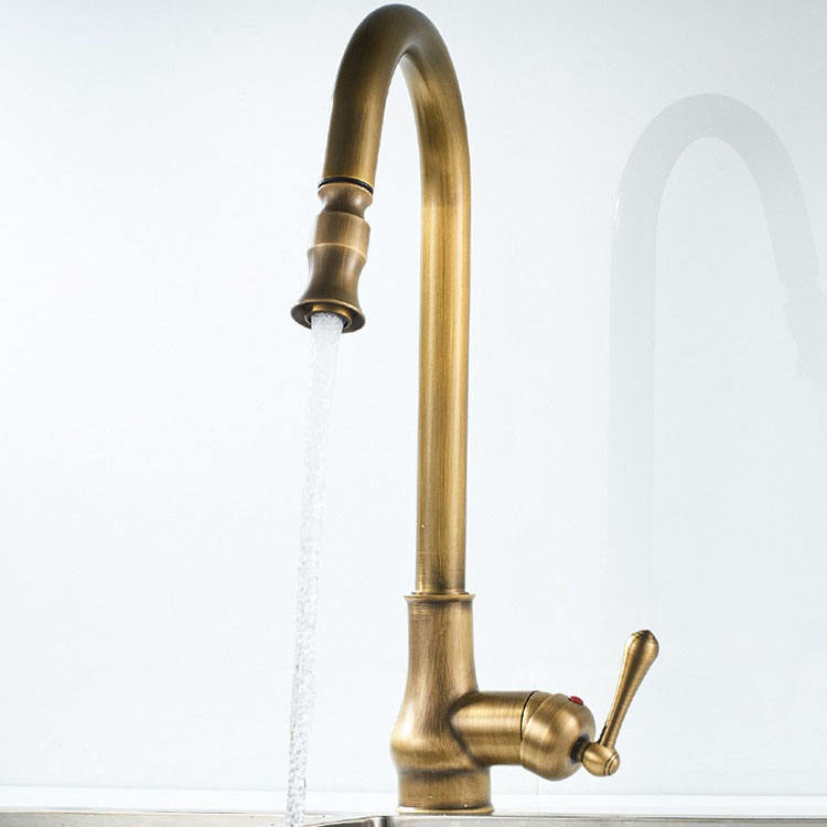 Factory Price European Style Hot Cold Water Function Pull Down Brass Kitchen Faucet With Sprayer