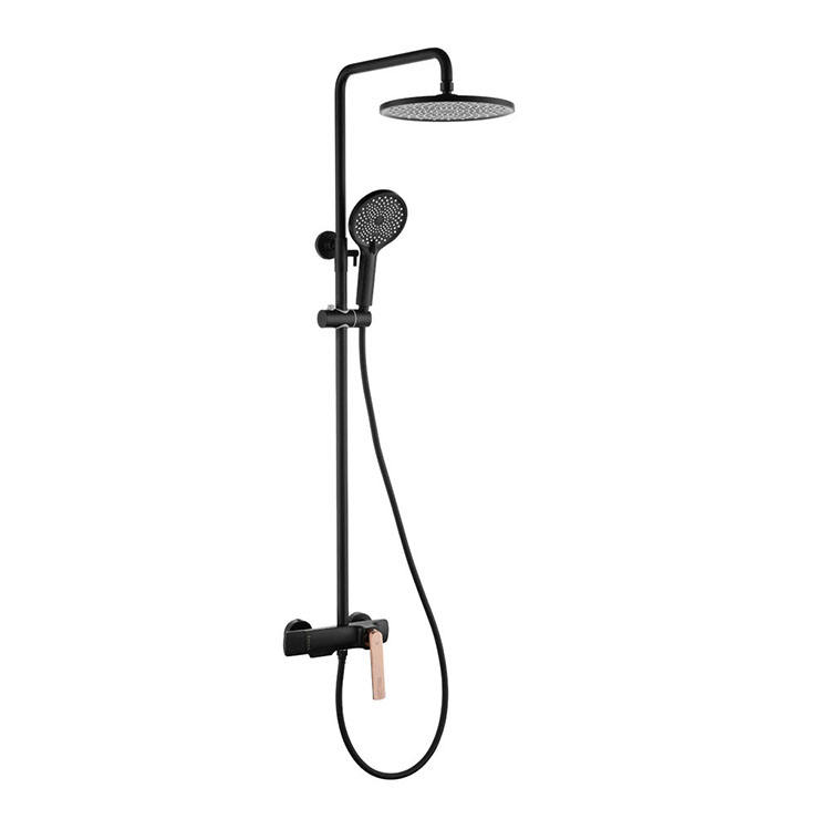 Chrome Gold Black Color Surface Finished Three Function Wall Mounted Rainfall Shower Set System