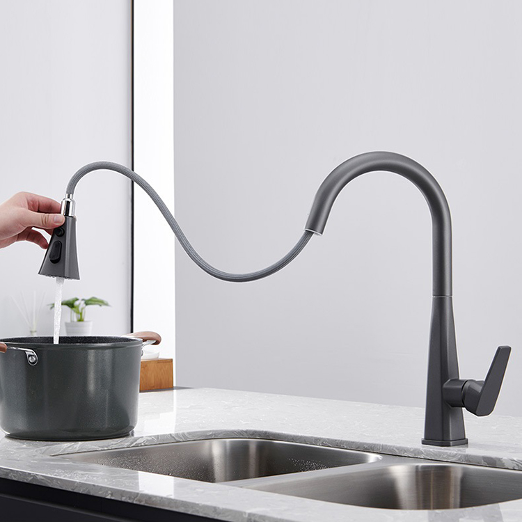 Single Hole Single Handle Deck Mounted Brass Rotating Pull Down Sprayer Kitchen Sink Faucet Mixer Tap