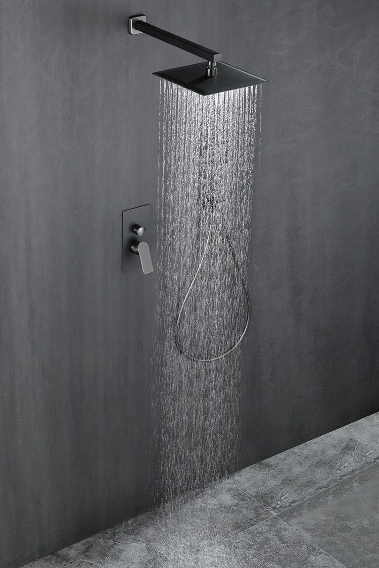 2 Way In Wall Concealed Rain Shower Head Set Gun Grey with Rough-in Valve