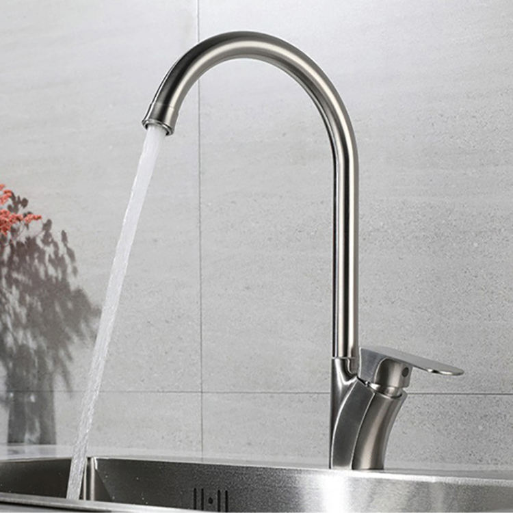 Deck Mounted Stainless Steel Hot and Cold Kitchen Sink Faucet Mixer Tap