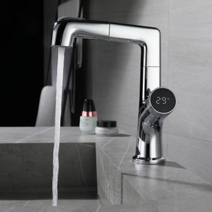 Single Handle Bathroom Digital Display Pull Out Basin Faucet