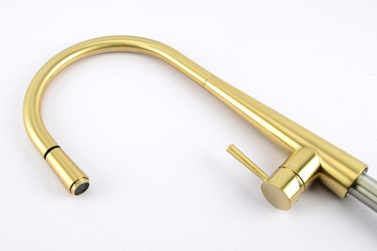 Brushed Gold Pull Down Kitchen Sink Faucet Mixer Tap