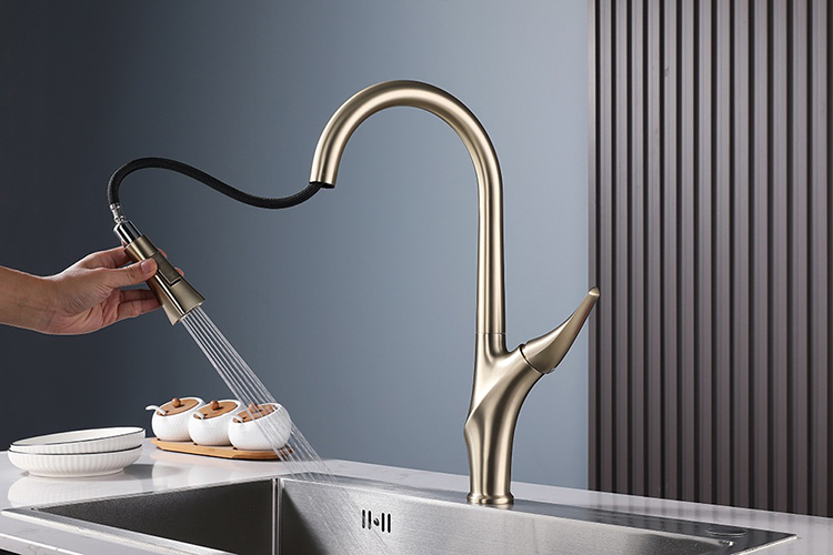 Deck Mount Pull Down Kitchen Sink Faucet Mixer