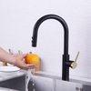 Black Gold Deck Mounted Brass Pull Down Kitchen Faucet Mixer Tap with Sprayer