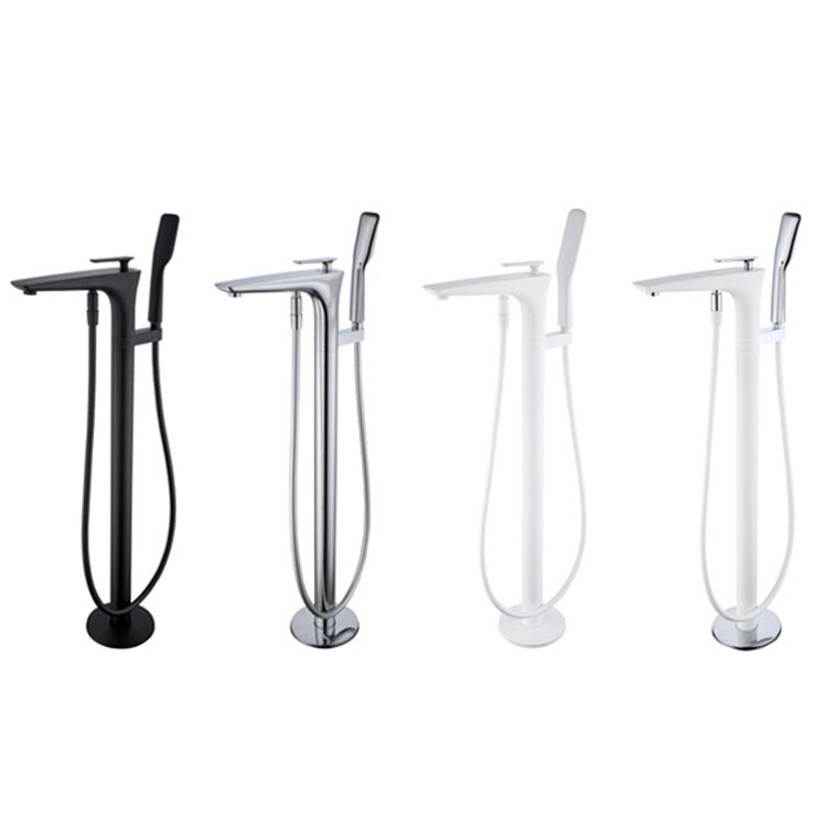 Hot Cold Water Function Black White Color Chrome Brass Bathtub Filler Standing Faucet